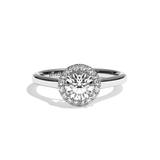Bague solitaire halo diamant rond or blanc - Amoureuse