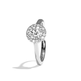Bague solitaire halo diamant rond or blanc - Amoureuse