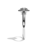 Bague solitaire halo diamant rond or blanc - Amoureuse
