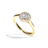 Bague solitaire halo diamant rond or blanc - Amoureuse