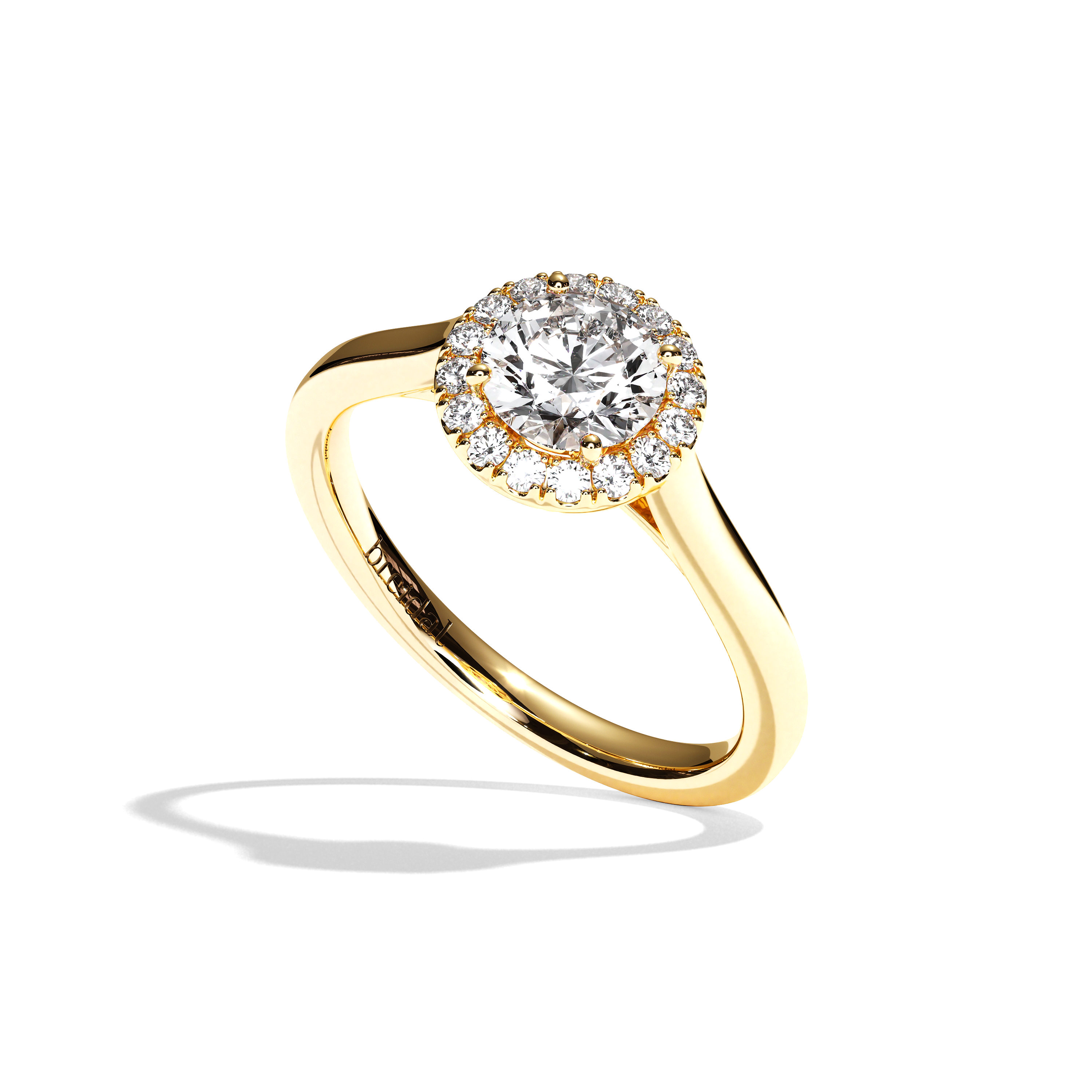 Bague solitaire halo diamant rond or blanc - Amoureuse