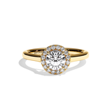 Bague solitaire halo diamant rond or blanc - Amoureuse