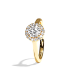 Bague solitaire halo diamant rond or blanc - Amoureuse