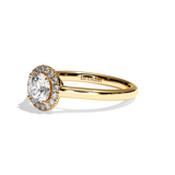 Bague solitaire halo diamant rond or blanc - Amoureuse