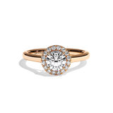Bague solitaire halo diamant rond or blanc - Amoureuse