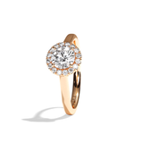 Bague solitaire halo diamant rond or blanc - Amoureuse