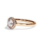 Bague solitaire halo diamant rond or blanc - Amoureuse