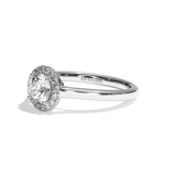Bague solitaire halo diamant rond or blanc - Amoureuse
