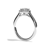 Bague solitaire halo diamant rond or blanc - Amoureuse