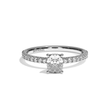 Bague solitaire pavé diamant coussin platine - Attentionnée