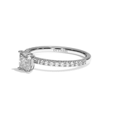 Bague solitaire pavé diamant coussin platine - Attentionnée