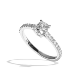 Bague solitaire pavé diamant coussin or rose - Naturelle