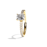 Bague solitaire pavé diamant coussin platine - Attentionnée