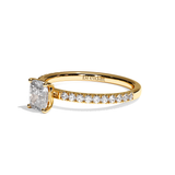 Bague solitaire pavé diamant coussin platine - Attentionnée