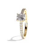 Bague solitaire pavé diamant coussin or rose - Naturelle