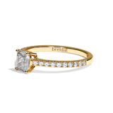 Bague solitaire pavé diamant coussin or rose - Naturelle