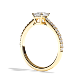 Bague solitaire pavé diamant coussin or rose - Naturelle