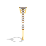 Bague solitaire pavé diamant coussin or rose - Naturelle