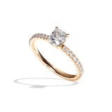 Bague solitaire pavé diamant coussin platine - Attentionnée