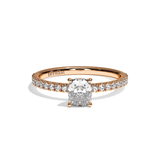 Bague solitaire pavé diamant coussin platine - Attentionnée