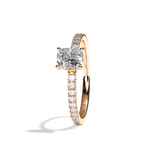 Bague solitaire pavé diamant coussin platine - Attentionnée