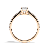 Bague solitaire pavé diamant coussin or rose - Naturelle