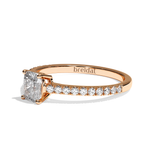Bague solitaire pavé diamant coussin or rose - Naturelle