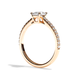 Bague solitaire pavé diamant coussin or rose - Naturelle