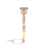 Bague solitaire pavé diamant coussin or rose - Naturelle