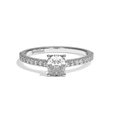 Bague solitaire pavé diamant coussin or rose - Naturelle