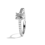 Bague solitaire pavé diamant coussin or rose - Naturelle
