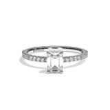Bague solitaire pavé diamant émeraude platine - Attentionnée
