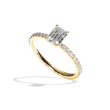 Bague solitaire pavé diamant émeraude platine - Attentionnée
