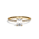 Bague solitaire pavé diamant émeraude platine - Attentionnée