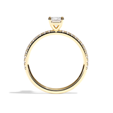 Bague solitaire pavé diamant émeraude platine - Attentionnée