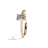 Bague solitaire pavé diamant émeraude platine - Attentionnée