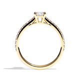 Bague solitaire pavé diamant émeraude or jaune - Naturelle