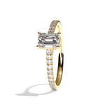 Bague solitaire pavé diamant émeraude or jaune - Naturelle