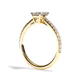 Bague solitaire pavé diamant émeraude or jaune - Naturelle