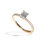 Bague solitaire pavé diamant émeraude platine - Attentionnée