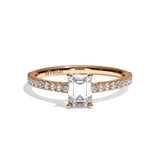 Bague solitaire pavé diamant émeraude or jaune - Naturelle