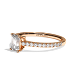Bague solitaire pavé diamant émeraude or jaune - Naturelle