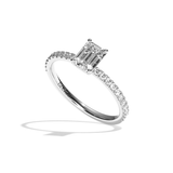 Bague solitaire pavé diamant émeraude platine - Attentionnée