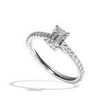 Bague solitaire pavé diamant émeraude or jaune - Naturelle
