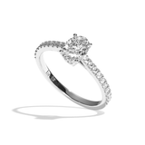 Bague solitaire pavé diamant oval or rose - Naturelle