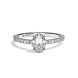 Bague solitaire pavé diamant oval or rose - Naturelle