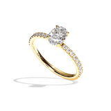 Bague solitaire pavé diamant oval or jaune - Attentionnée