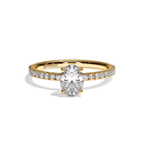 Bague solitaire pavé diamant oval or jaune - Attentionnée