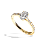 Bague solitaire pavé diamant oval or rose - Naturelle