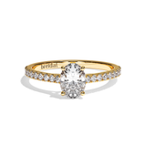 Bague solitaire pavé diamant oval or rose - Naturelle